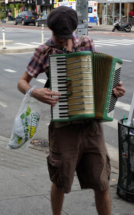 If he's smart enough to play an accordion, you'd think he'd be smart enough to not eat at Subway